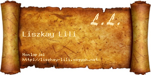 Liszkay Lili névjegykártya